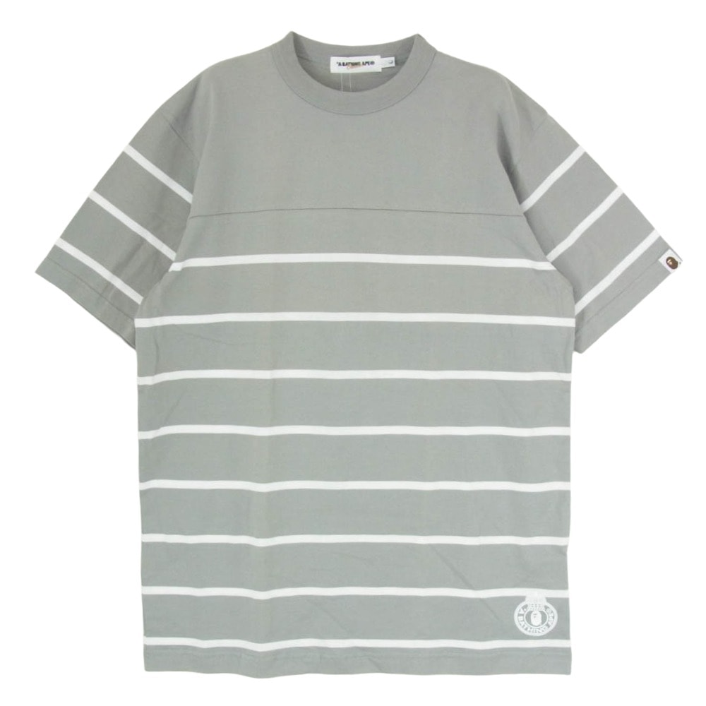 A BATHING APE アベイシングエイプ Tシャツ ボーダー 半袖 Tシャツ カットソー グレー系 L【中古】