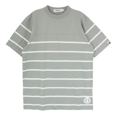 A BATHING APE アベイシングエイプ Tシャツ ボーダー 半袖 Tシャツ カットソー グレー系 L【中古】