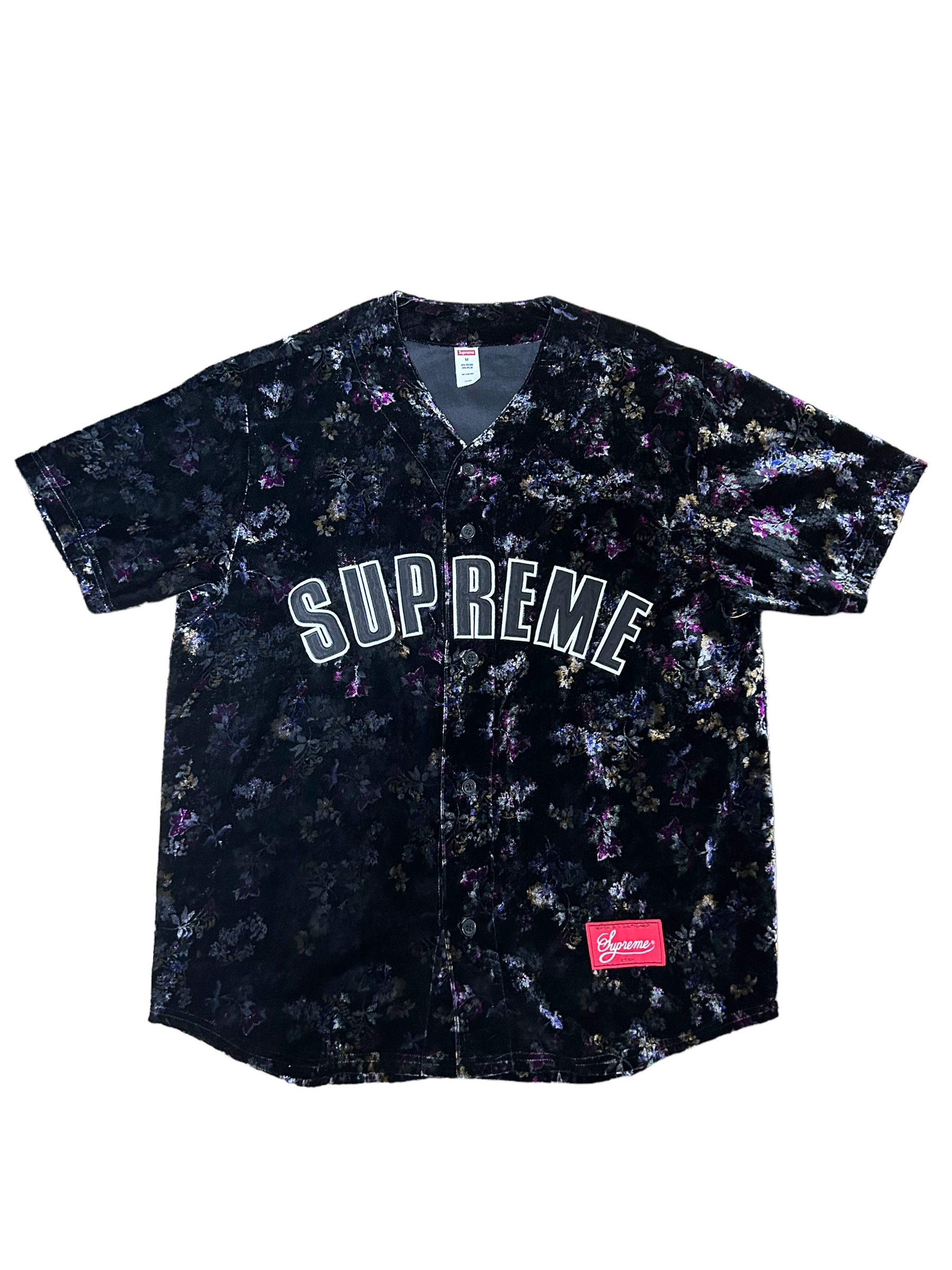 Supreme Floral Velour Baseball Jersey "Black"
