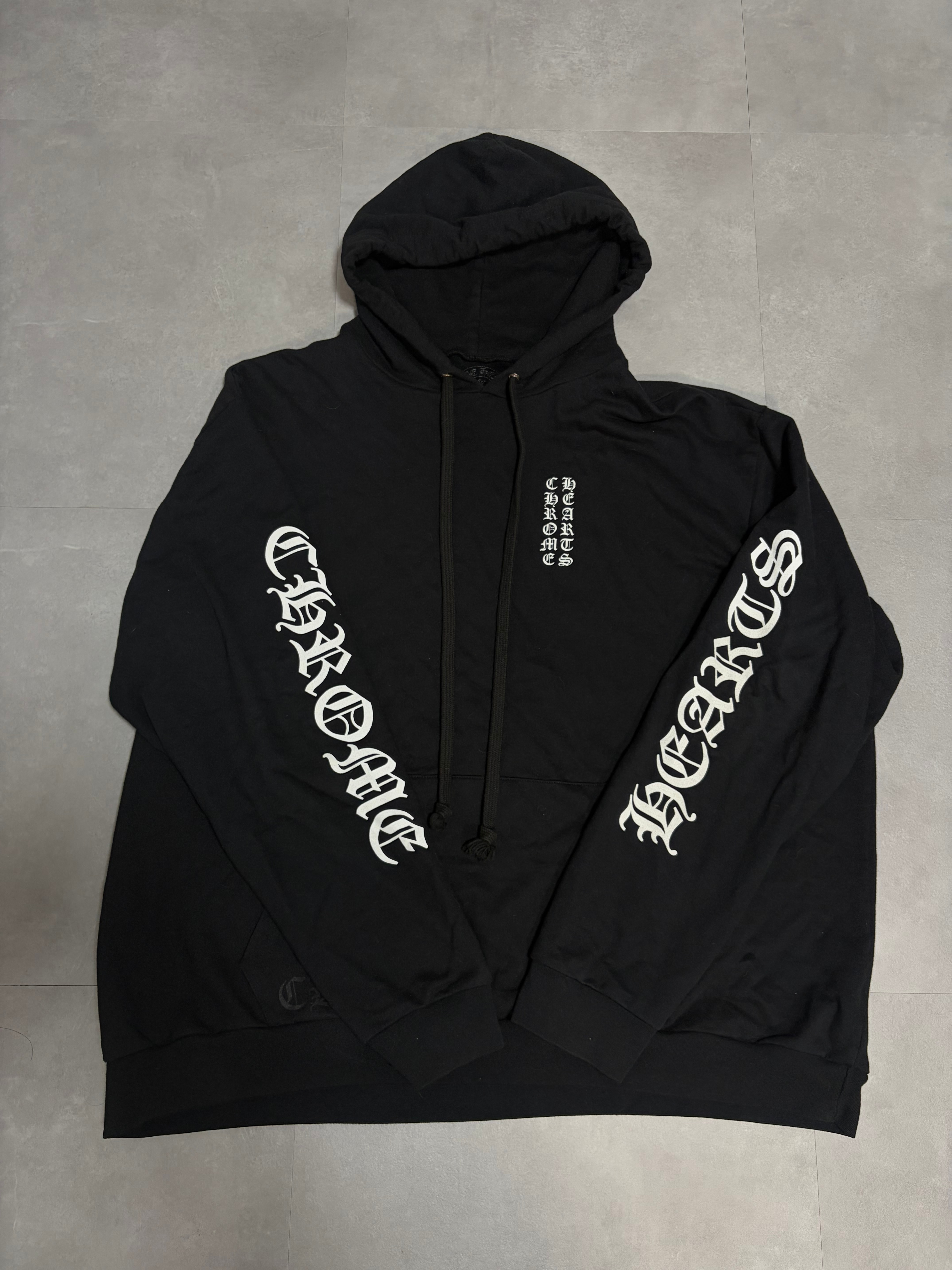 Chrome Hearts Vertical Logo Pullover Hoodie "Black/White"