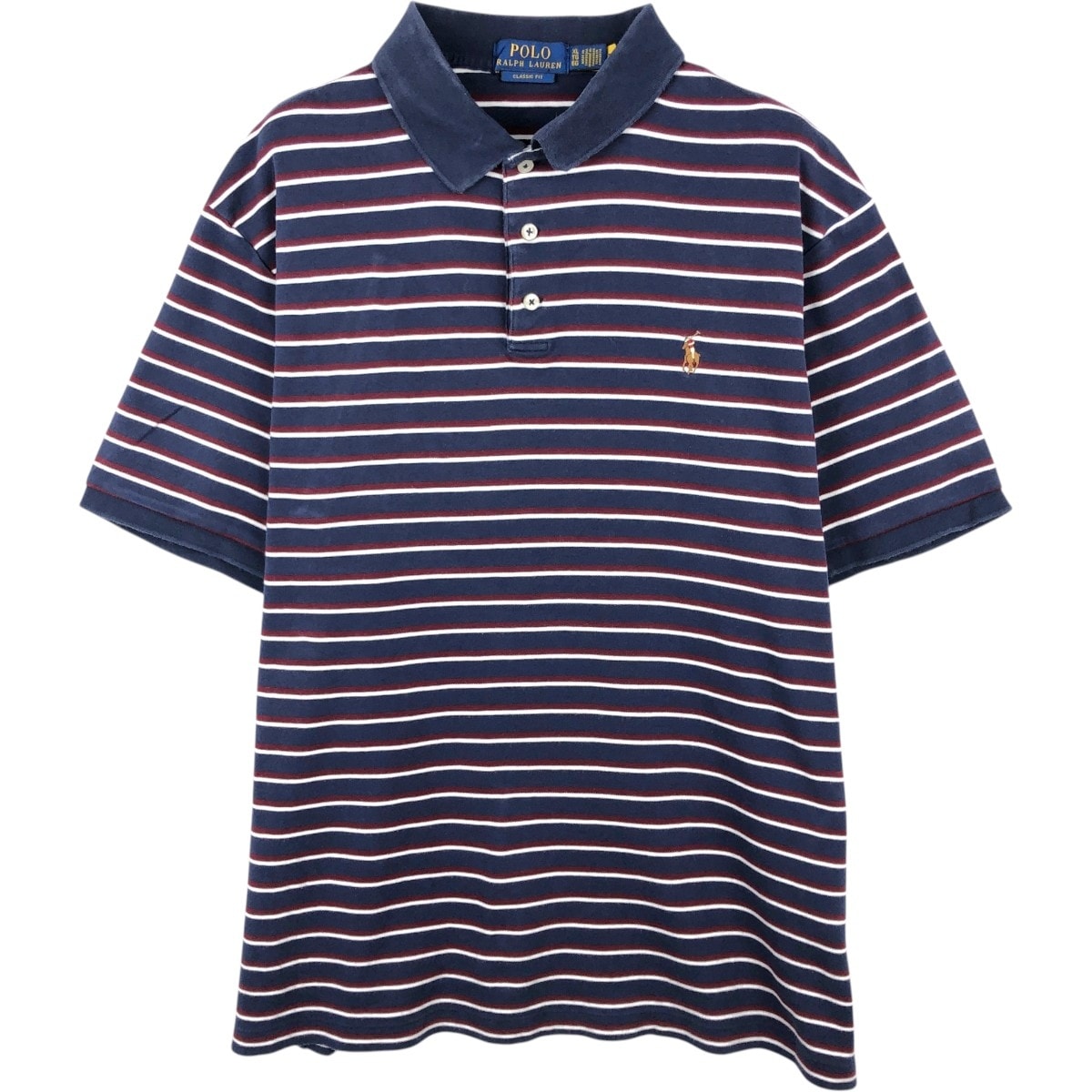 古着 ラルフローレン Ralph Lauren POLO RALPH LAUREN CLASSIC FIT マルチボーダー 半袖 ボーダー ポロシャツ メンズXL相当/eaa657611