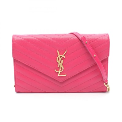 サンローランパリ SAINT LAURENT PARIS カサンドラ クラシック ショルダーバッグ バッグ レザー レディース レッド系 377828 【中古】