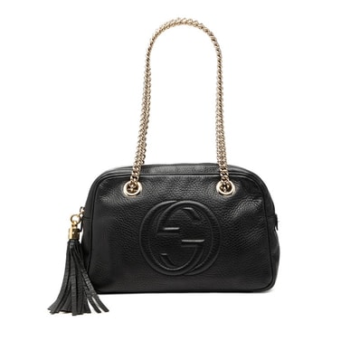 グッチ ソーホー タッセル チェーン ショルダーバッグ 308983 ブラック レザー レディース GUCCI 【中古】