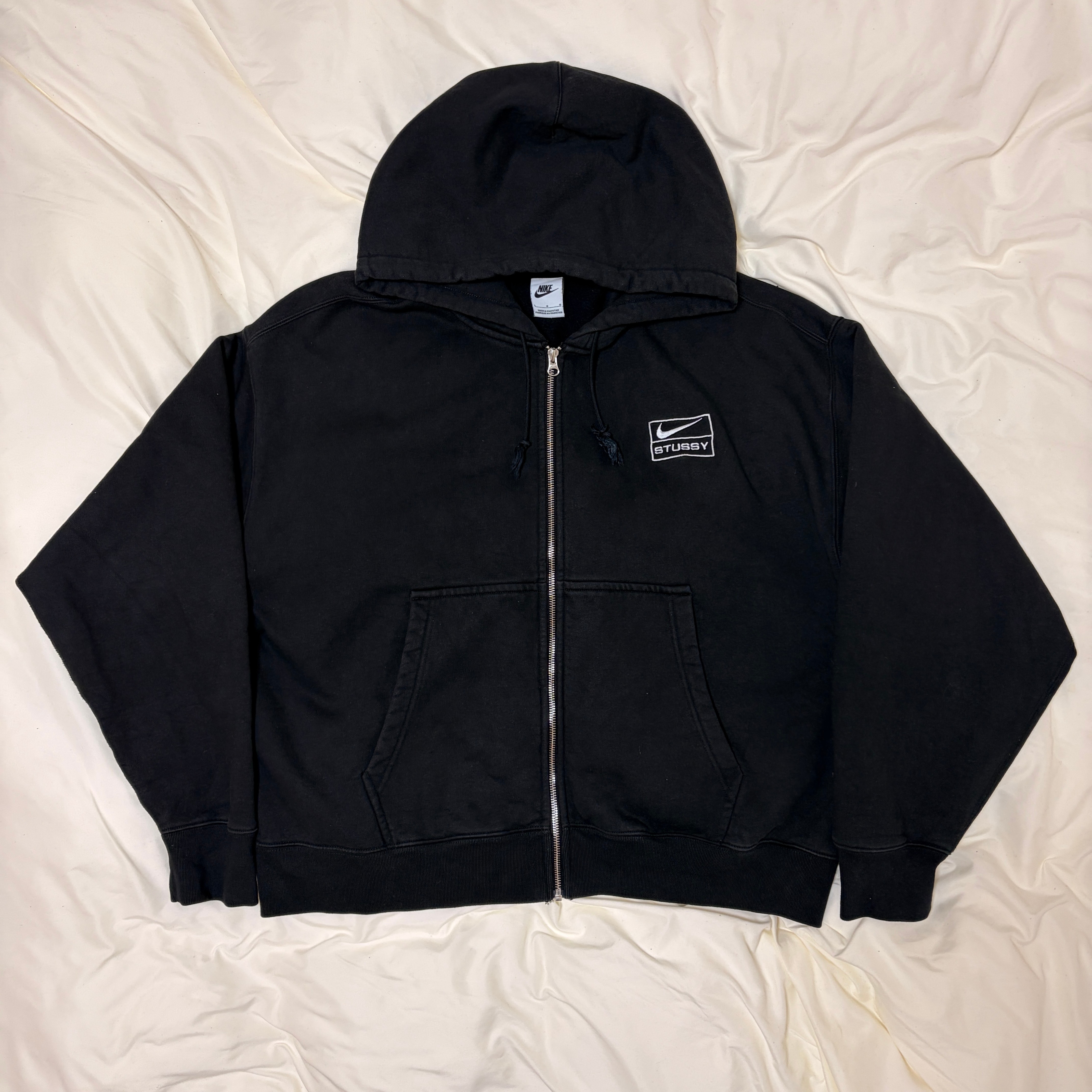 Stussy x Nike Stone Washed Fleece Zip Hoodie "Black" (US Size) FJ9175-010 