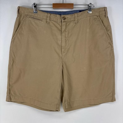 古着 ポロ・ラルフローレン POLO RALPH LAUREN ショートパンツ チノパン ワンポイントロゴ ジップ ハーフパンツ w40 ベージュ メンズ