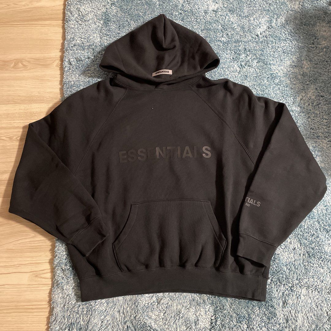 FEAR OF GOD ESSENTIALS 3D Silicon Applique Pullover Hoodie "Black"