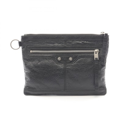 バレンシアガ BALENCIAGA クラシック クリップM セカンドバッグ クラッチバッグ バッグ レザー レディース ブラック系 273021 【中古】