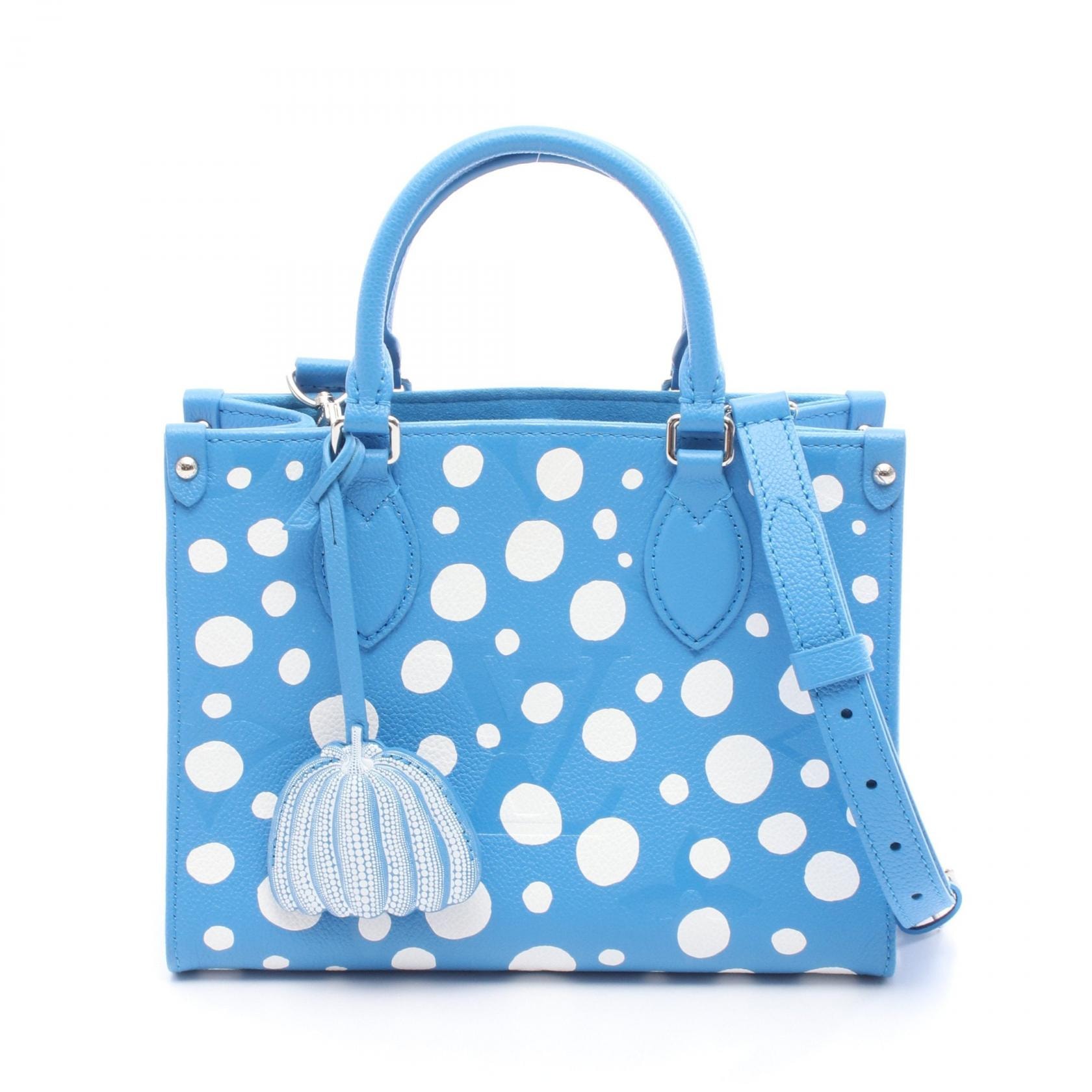 ルイ・ヴィトン LOUIS VUITTON × yayoi kusama オンザゴーPM ハンドバッグ バッグ レザー レディース ブルー系 / ホワイト系 M46424 【中古】
