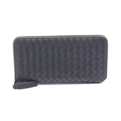 ボッテガヴェネタ BOTTEGA VENETA イントレチャート ピッコロ ジップアラウンドウォレット ラウンド長財布 財布 レザー メンズ ブラック系 796967V4LQ18803 【中古】