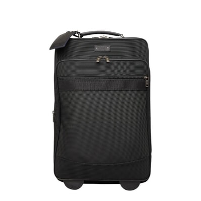 コーチ キャリーバッグ キャリーケース ブラック キャンバス レザー メンズ COACH 【中古】