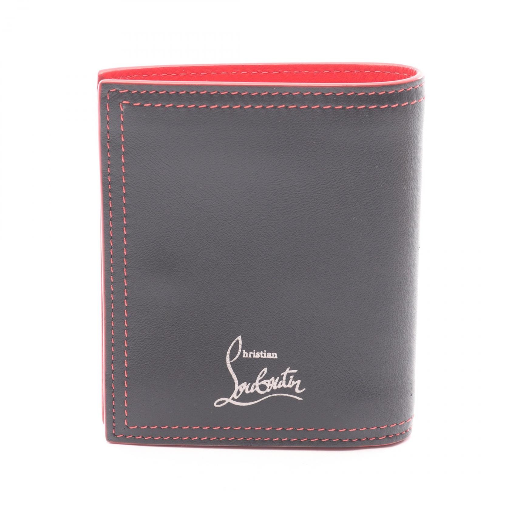 クリスチャンルブタン Christian Louboutin 二つ折り財布 財布 レザー レディース ブラック系 / レッド系 【中古】