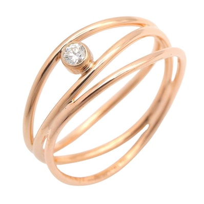 ティファニー TIFFANY&CO ウェーブ 3ロウ ダイヤ リング リング・指輪 ジュエリー K18PG(ピンクゴールド) ダイヤモンド レディース クリア系 / ゴールド系 【中古】