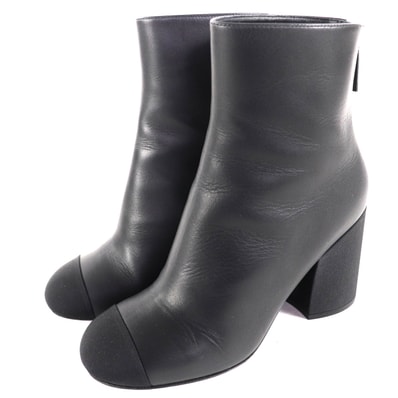 極美品 シャネル アンクルブーツ ブラック レディース 36 22K G39529