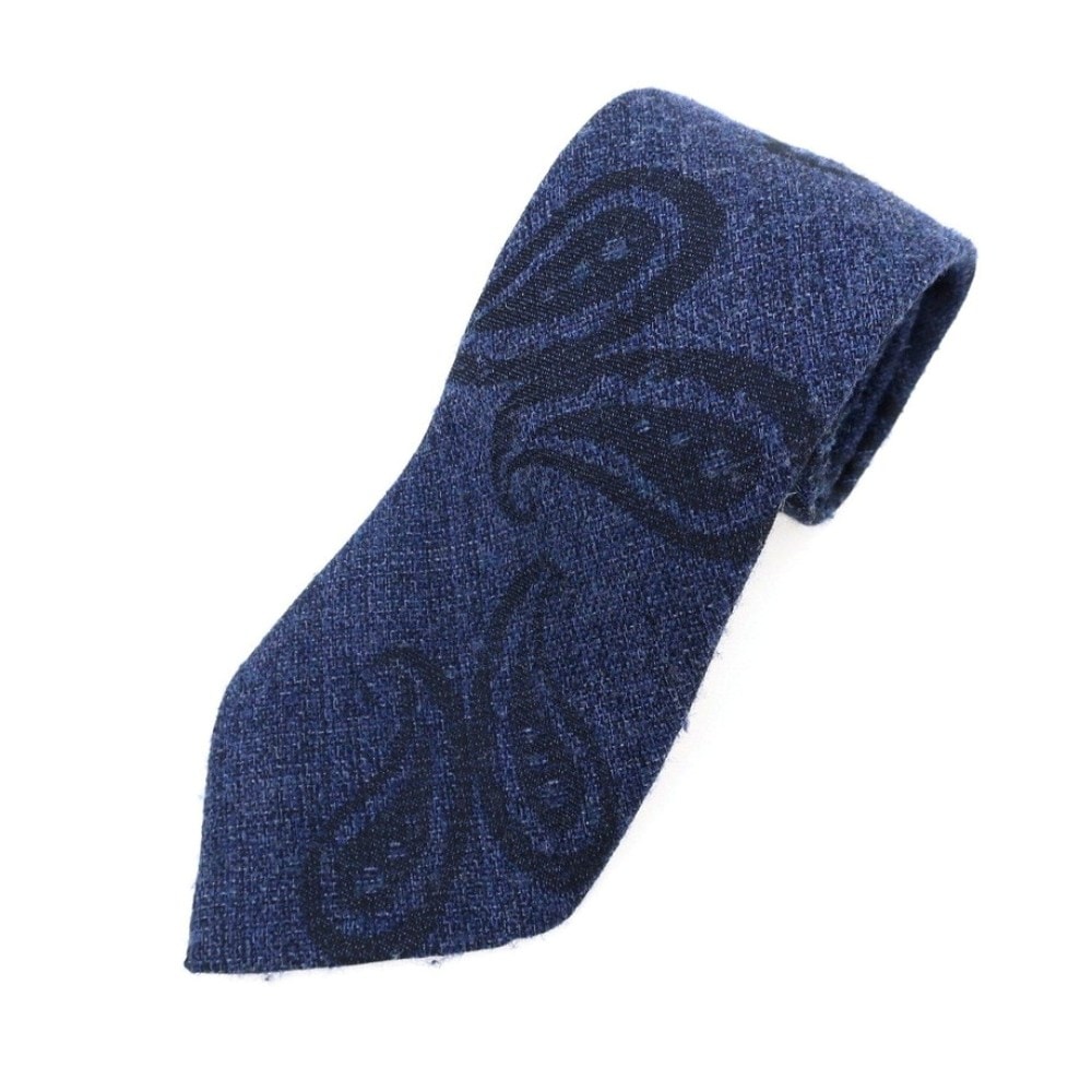 【中古】ビームスエフ BEAMS F シルクウールナイロン ペイズリー柄ネクタイ ネイビー【メンズ】