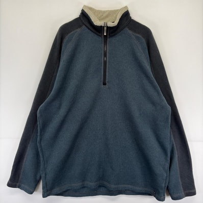 古着 コロンビア Columbia ニット ハーフジップ プルオーバー 大きいサイズ トレーナー XL ブラック系 ツートン メンズ