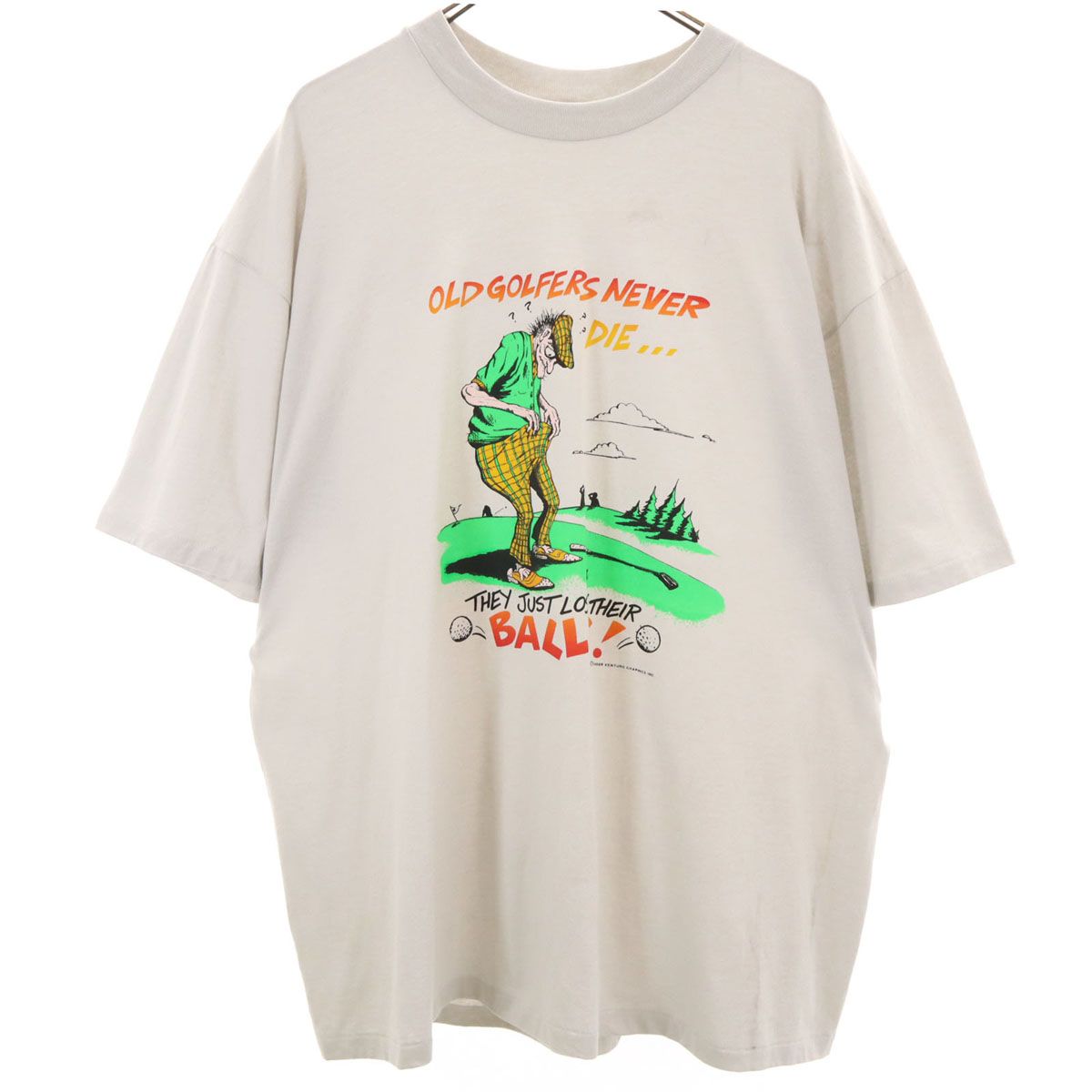 Hanes ヘインズ 80s USA製 ヴィンテージ メッセージプリント 半袖 Tシャツ XXL グレー シングルステッチ ビッグサイズ