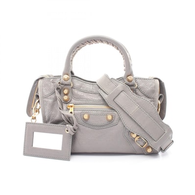 バレンシアガ BALENCIAGA ジャイアント ミニシティ 2WAY ハンドバッグ バッグ レザー レディース グレー系 309544 【中古】