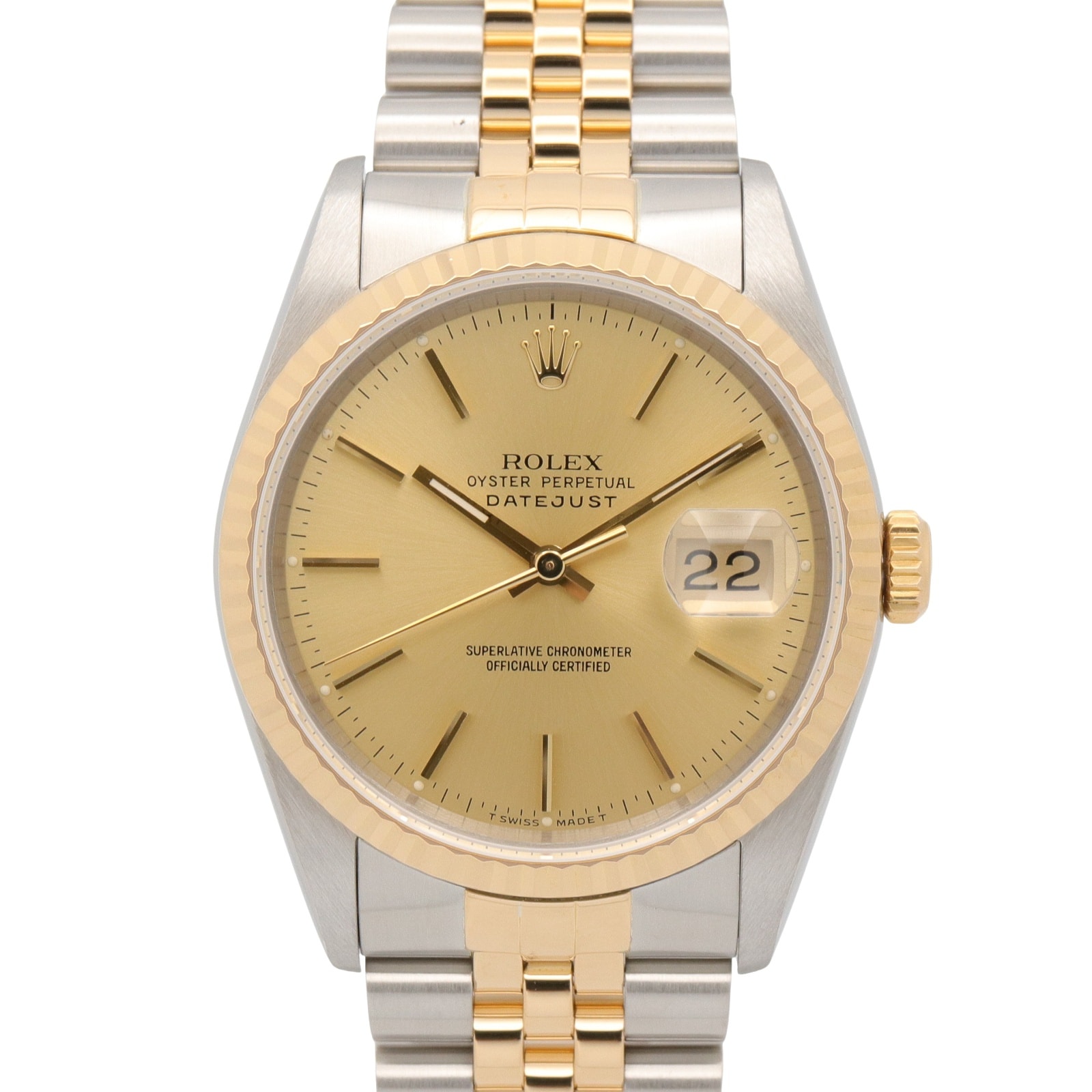 ロレックス ROLEX デイトジャスト E番 腕時計 時計 K18(イエローゴールド) ステンレススチール メンズ ゴールド系 シャンパン/バー 16233 【中古】