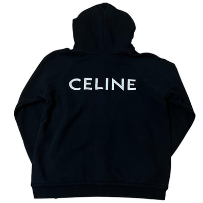 CELINE セリーヌ ブラック コットン パーカー メンズ I2-00029 【中古】