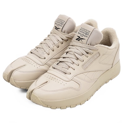 SALE【極美品】Maison Margiela メゾンマルジェラ × Reebok スニーカー サイズ EU43 メンズ レディース ユニセックス Project 0 CL Tabi タビ レザー ローカット シューズ 革靴 箱付属 ベージュ ベトナム製