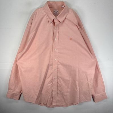 古着 ブルックスブラザーズ Brooks Brothers 長袖シャツ ボタンダウン ワンポイント XL オレンジ系 無地 メンズ