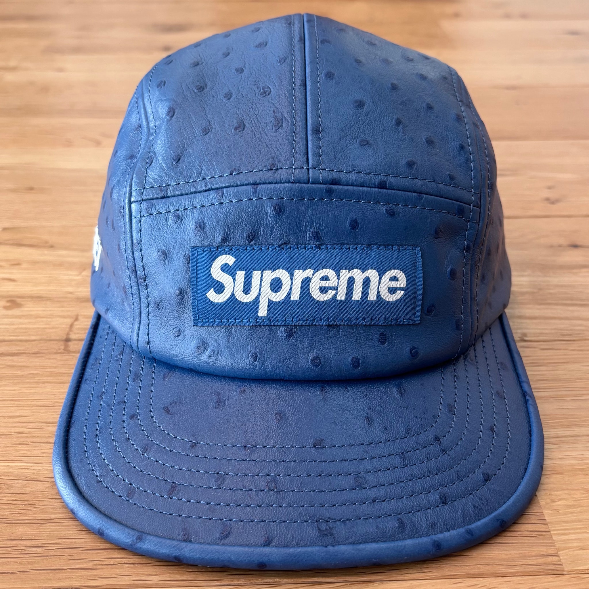 Supreme Ostrich Embossed Leather GORE-TEX Camp Cap "Blue"