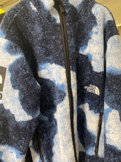 Supreme x The North Face Bleached Denim Print Fleece Jacket "Indigo"