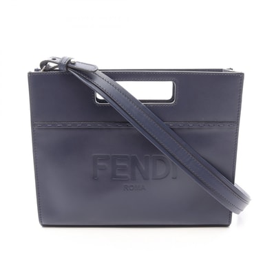 フェンディ FENDI ショッパー スモール ハンドバッグ バッグ レザー メンズ レディース ネイビー系 7VA547 【中古】