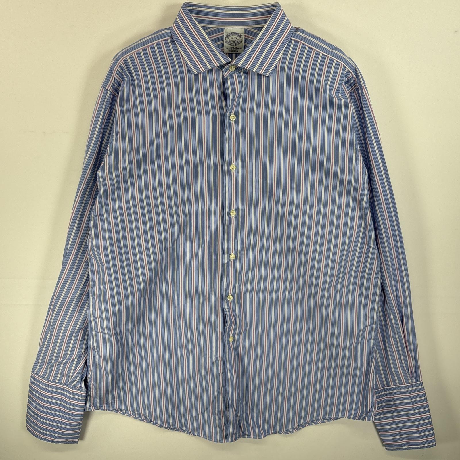 古着 90's/90年代 ブルックスブラザーズ Brooks Brothers 長袖シャツ カフスボタン USA製 大きいサイズ 17-35 XL 水色系 ストライプ メンズ
