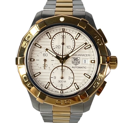 TAG HEUER タグホイヤー アクアレーサー クロノグラフ Auto 42mm ホワイト 腕時計 CAP2120.BB0834 ステンレス ゴールド シルバー 自動巻き メンズ【中古】