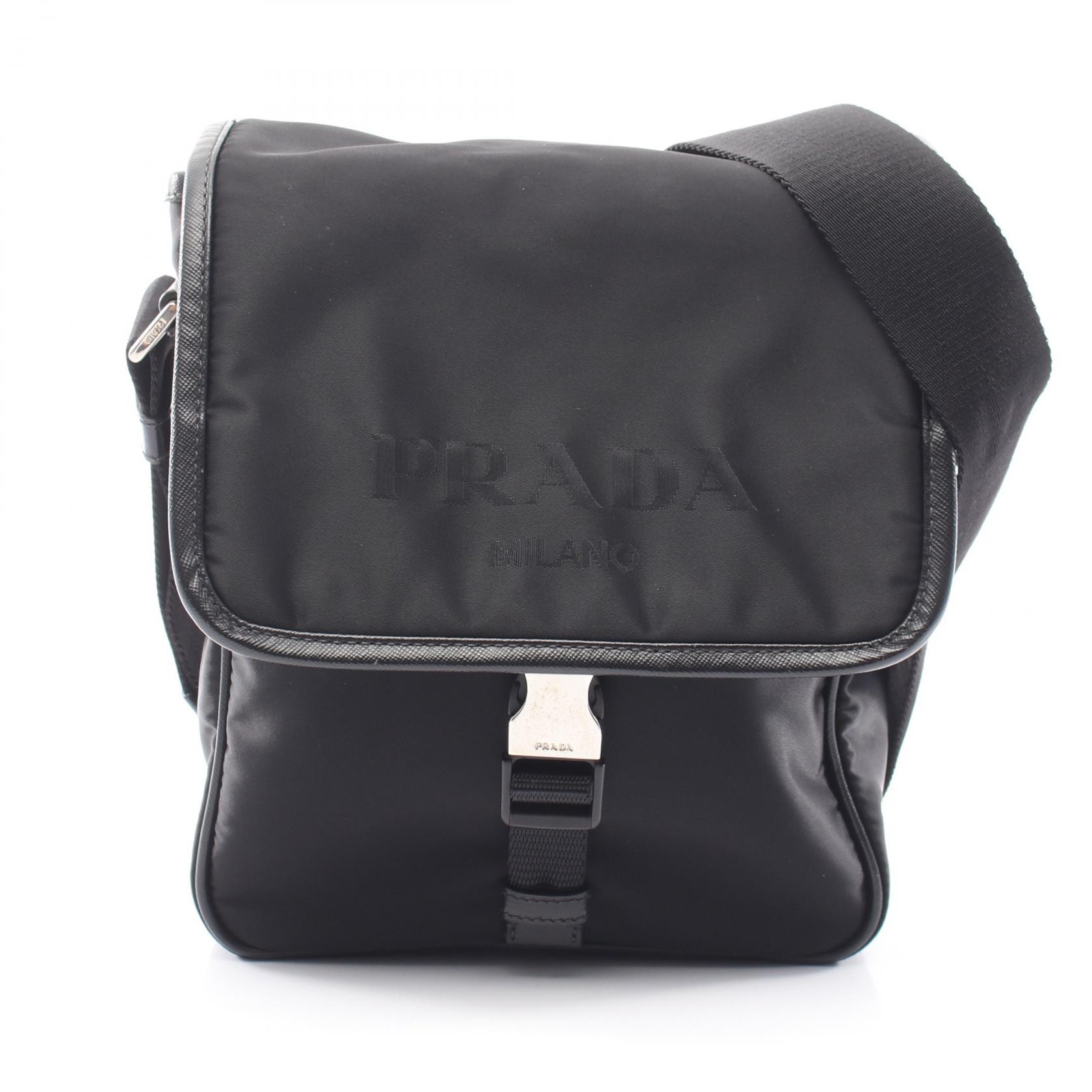 プラダ PRADA ショルダーバッグ バッグ ナイロン サフィアーノレザー メンズ レディース ブラック系 【中古】