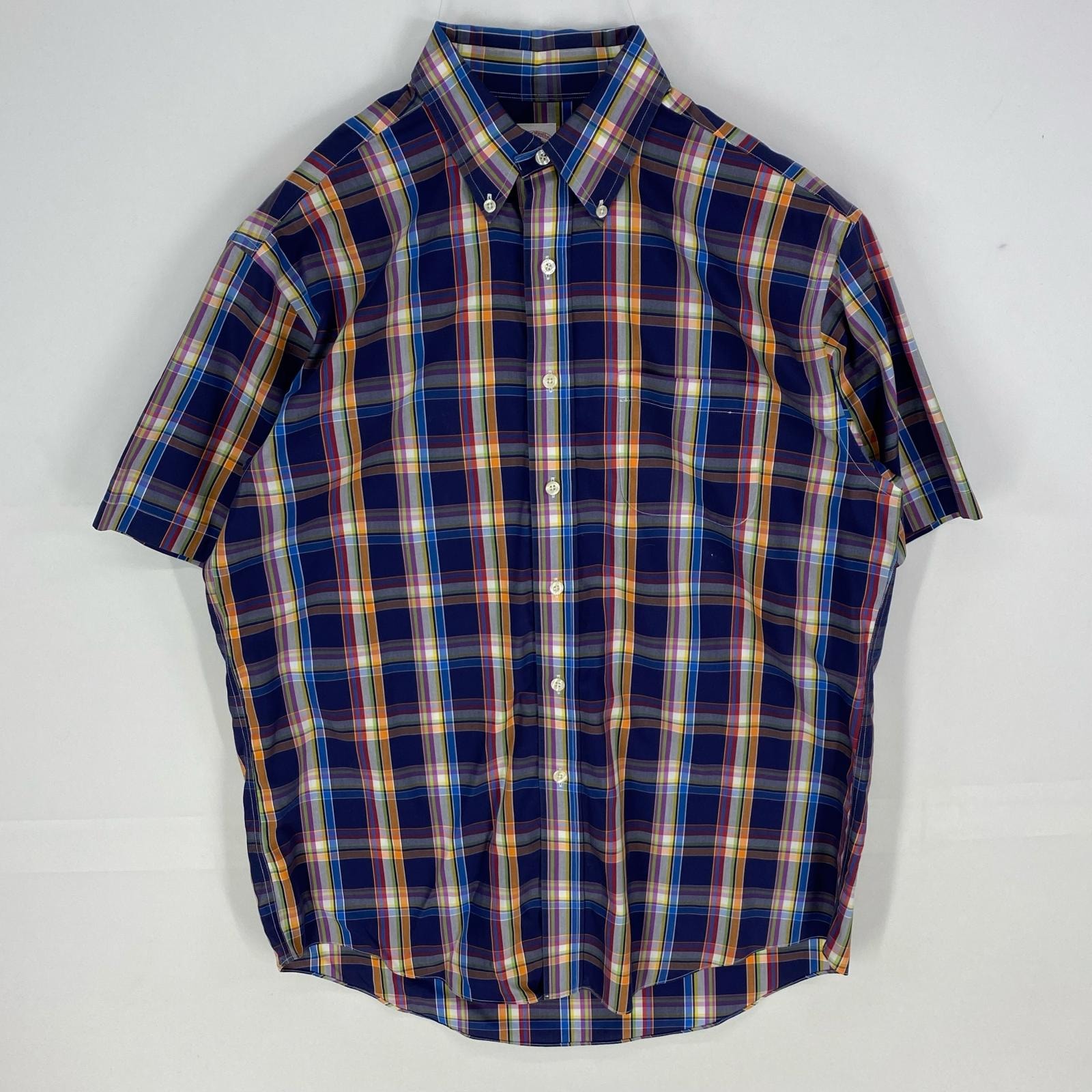 古着 ブルックスブラザーズ Brooks Brothers 半袖シャツ ボタンダウン 1818 ショートスリーブ XL  ネイビー系 チェック メンズ