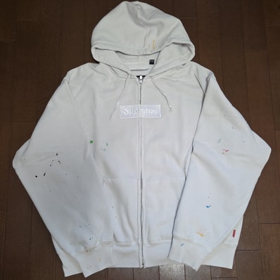 Supreme x MM6 Maison Margiela Box Logo Zip Up Hooded Sweatshirt "White"