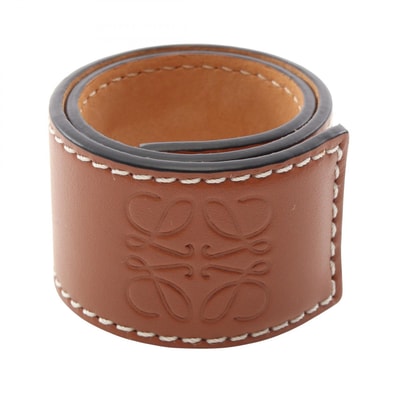 ロエベ LOEWE アナグラム スラップ スモール ブレスレット アクセサリー レザー レディース ブラウン系 【中古】