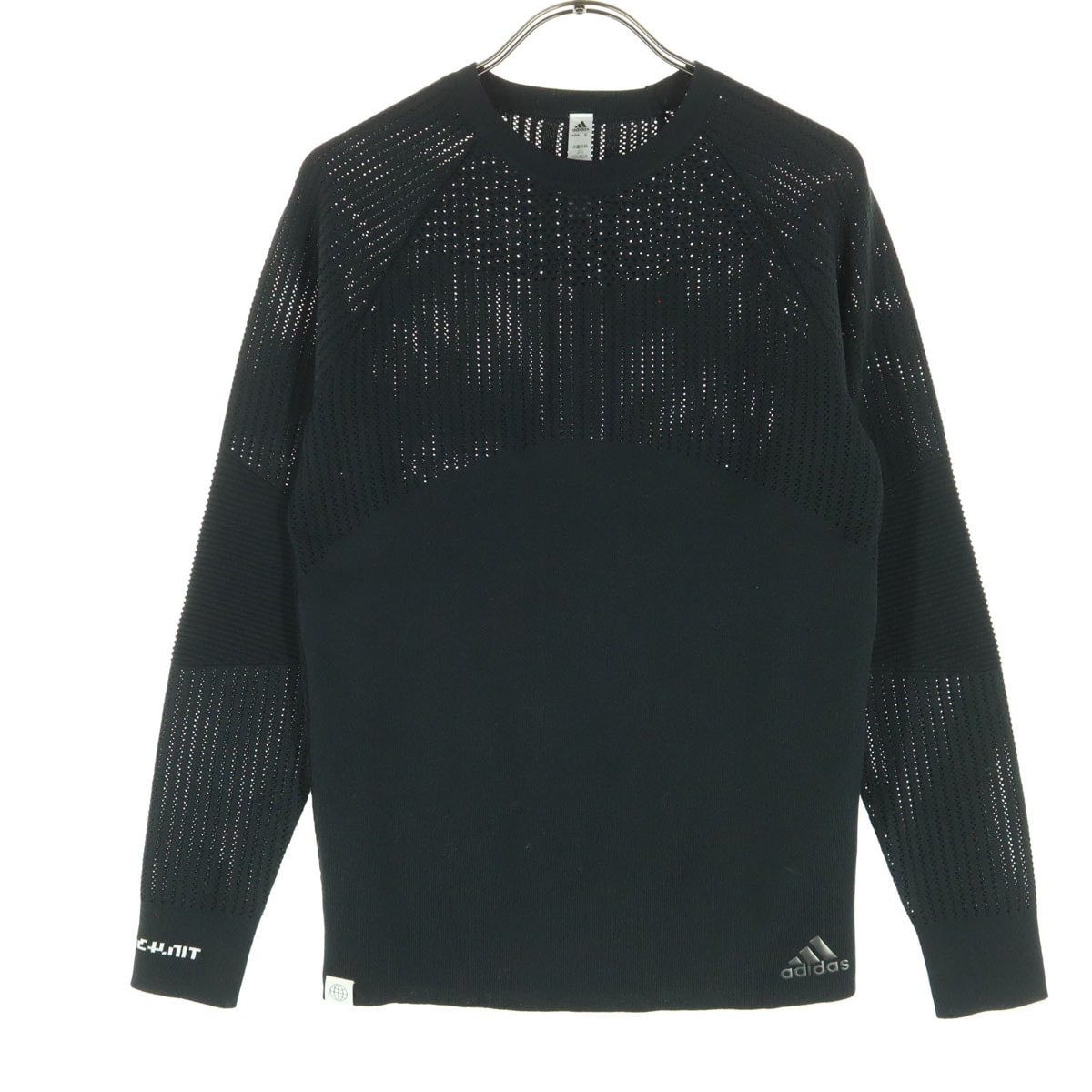 adidas アディダス ゴルフ 長袖 クルーネック ニット S ブラック メッシュ