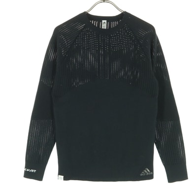 adidas アディダス ゴルフ 長袖 クルーネック ニット S ブラック メッシュ