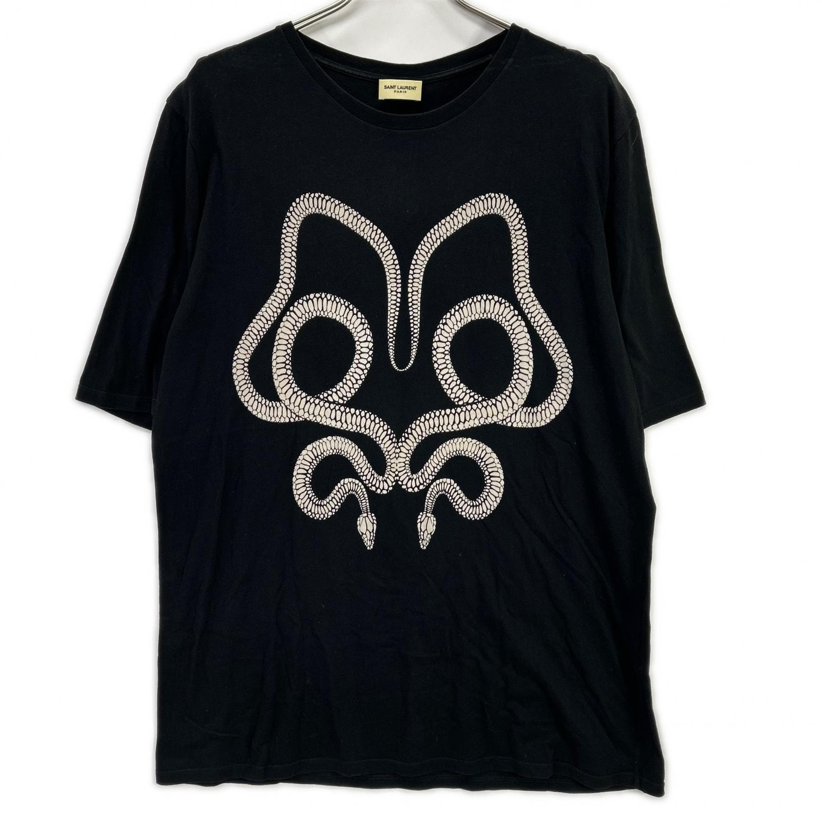 サンローランパリ 457946 ブラック スネークプリントTシャツ S
