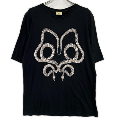 サンローランパリ 457946 ブラック スネークプリントTシャツ S