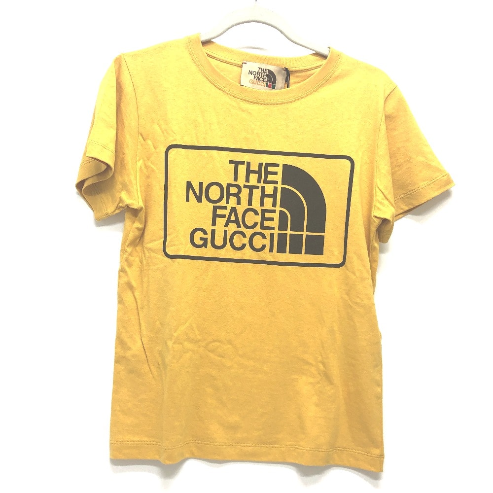 グッチ GUCCI THE NORTH FACE コラボ 616036 ノースフェイスコラボ アパレル トップス 半袖 半袖Tシャツ コットン マスタード イエロー 未使用