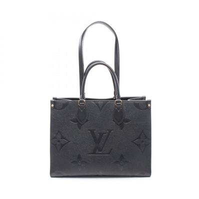 ルイ・ヴィトン LOUIS VUITTON オンザゴーMM トートバッグ バッグ レザー モノグラム・アンプラント ノワール レディース ブラック系 M45595 【中古】