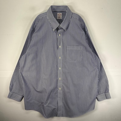 古着 ブルックスブラザーズ Brooks Brothers 長袖シャツ ボタンダウン 胸ポケット XL ブルー系 ストライプ メンズ