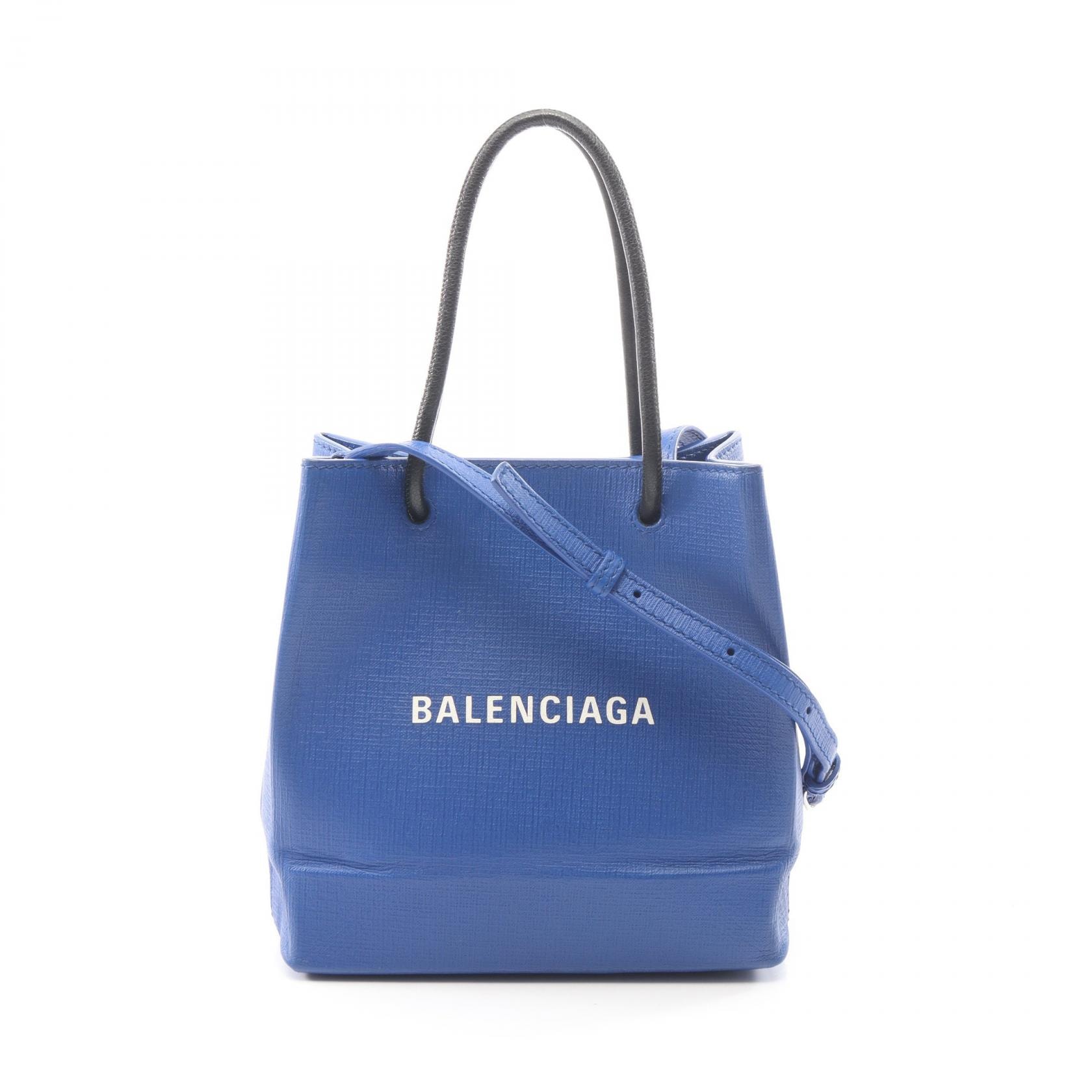 バレンシアガ BALENCIAGA ショッピングトートXXS 2WAY トートバッグ バッグ レザー レディース ブルー系 / ブラック系 572411 【中古】