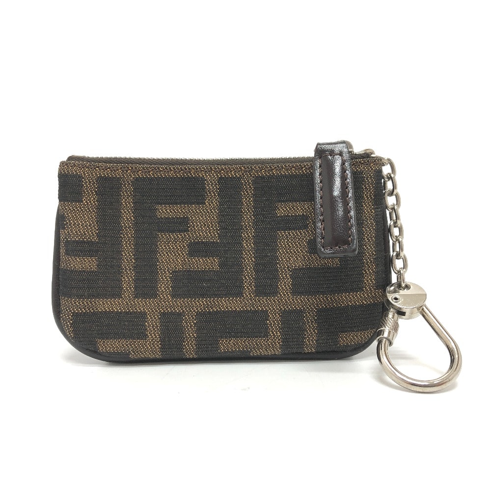 フェンディ FENDI ズッカ 財布 小銭入れ キーリング付き コインケース キャンバス ブラウン