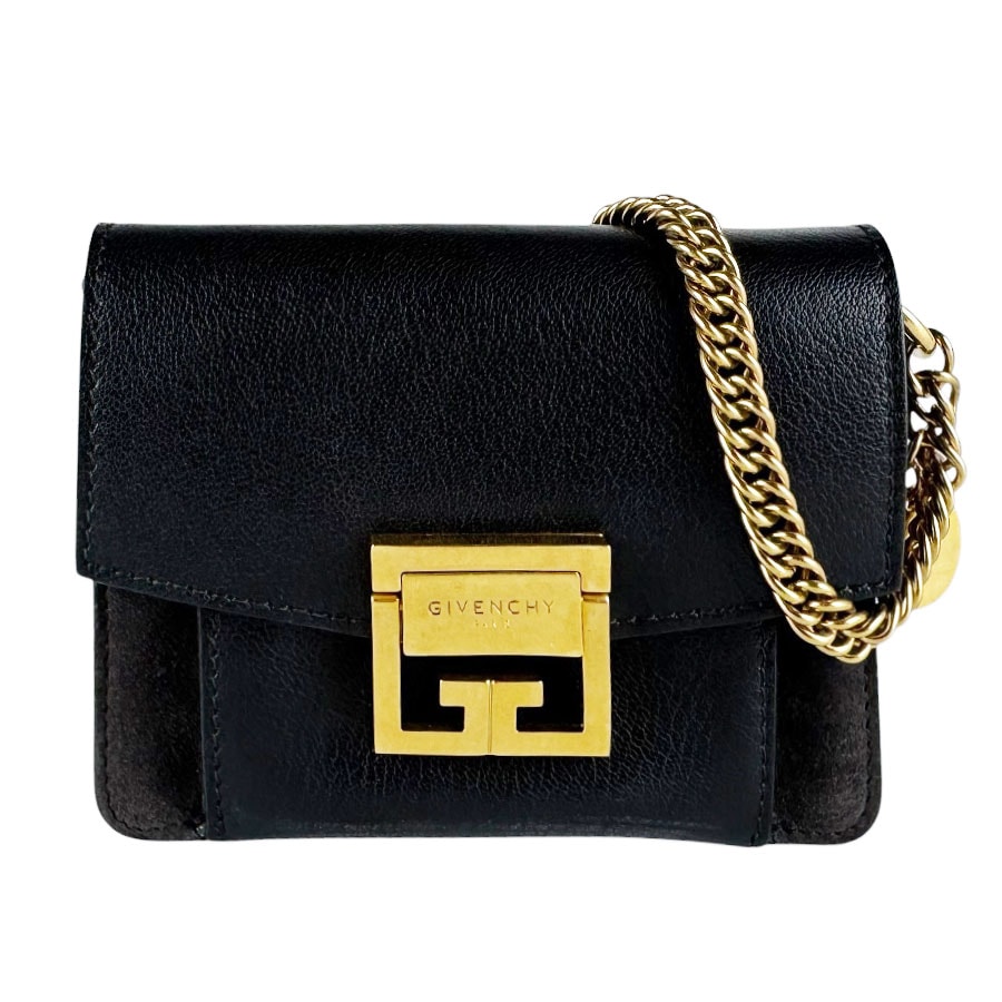 ジバンシィ GIVENCHY ハンドバッグ ショルダーバッグ レザー/スエード ブラック レディース【中古】 z10577