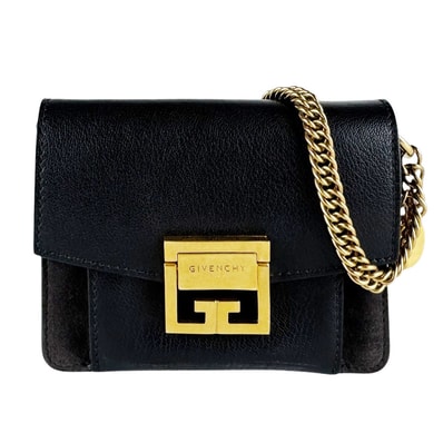 ジバンシィ GIVENCHY ハンドバッグ ショルダーバッグ レザー/スエード ブラック レディース【中古】 z10577