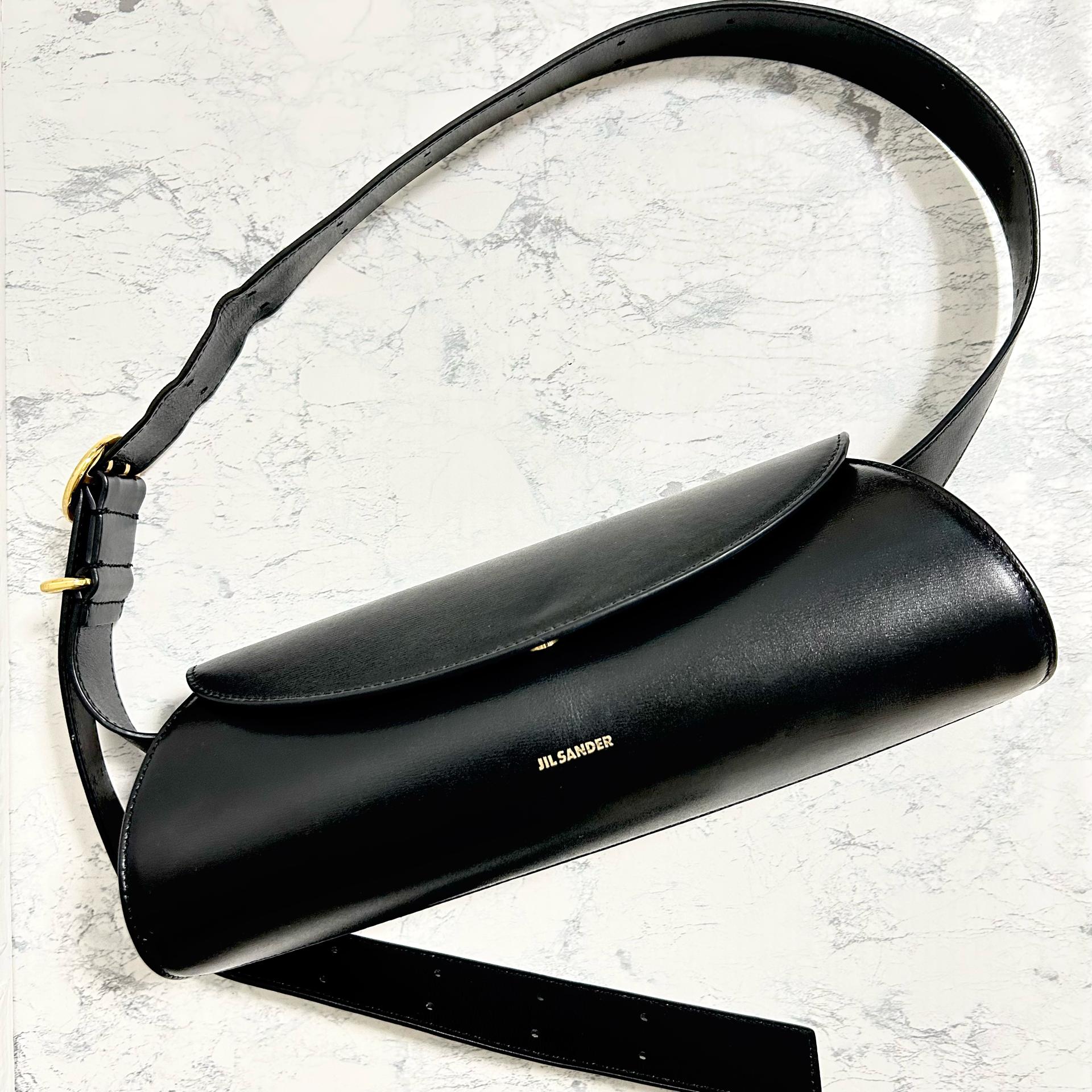 Jil Sander Women's Cannolo Shoulder Bag "Black"