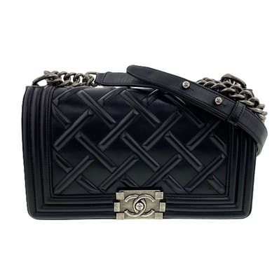 CHANEL シャネル ボーイシャネル チェーン ショルダー バッグ A67086 ラムスキン ブラック シルバー 17番台 レディース【中古】