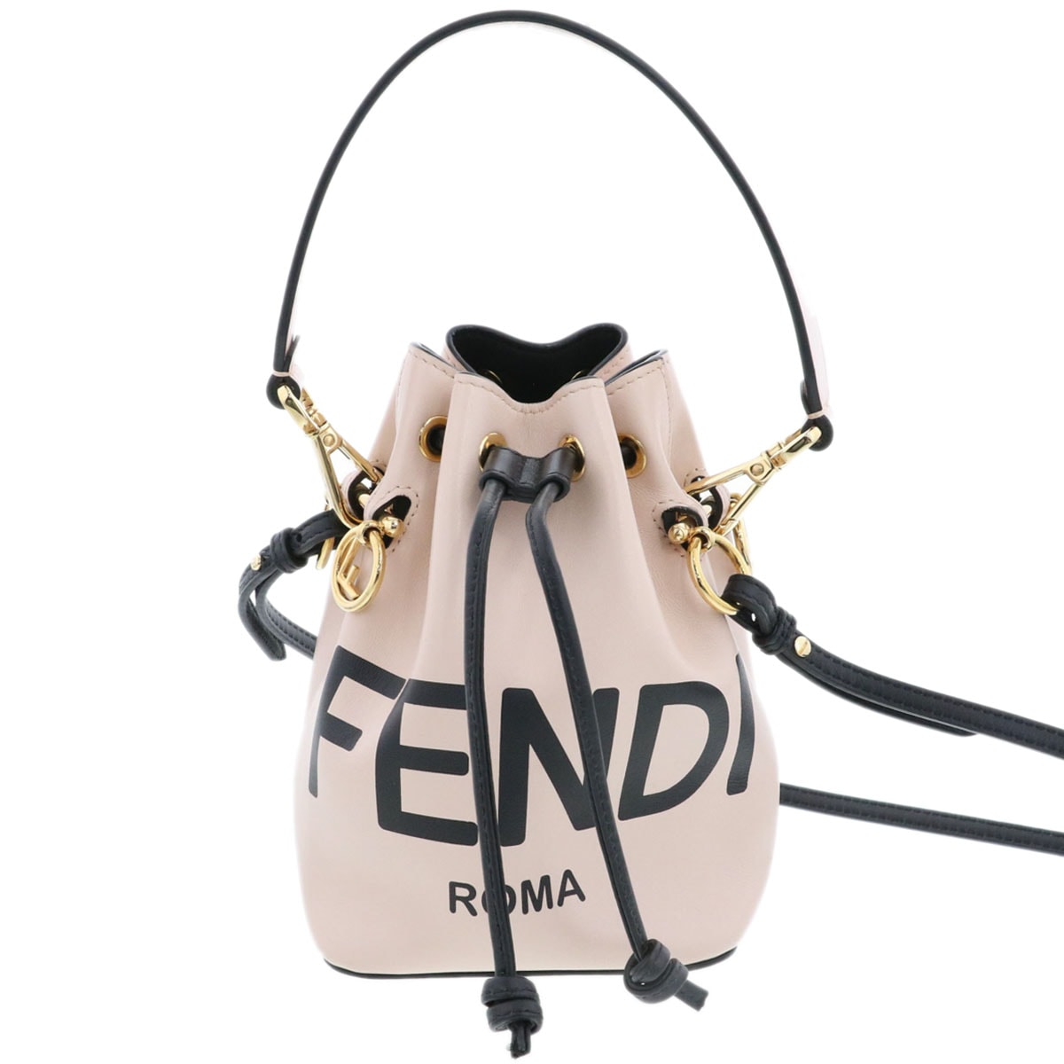 FENDI フェンディ モン トレゾール ミニ ショルダーバッグ 8BS010 巾着 レザー ピンク  レディース【中古】