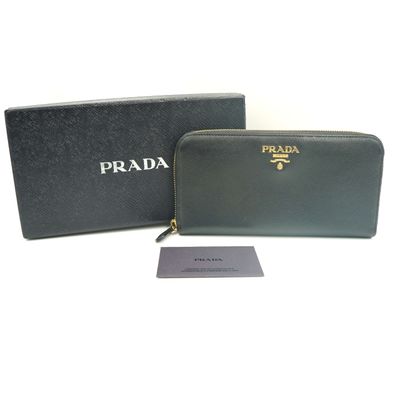 PRADA Saffiano Leather Round Long Wallet "Black"