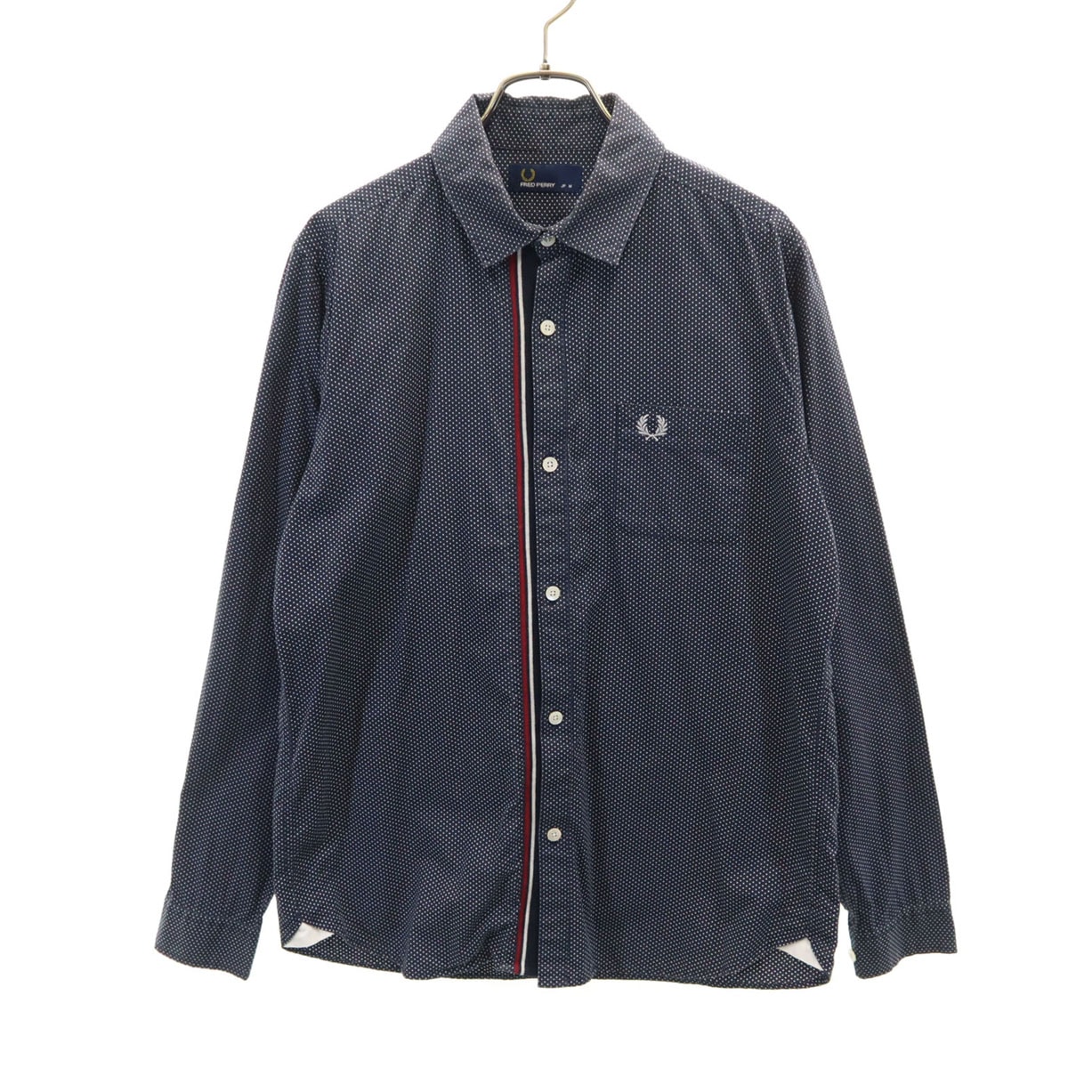FRED PERRY フレッドペリー ドット柄 長袖 シャツ M ネイビー 水玉
